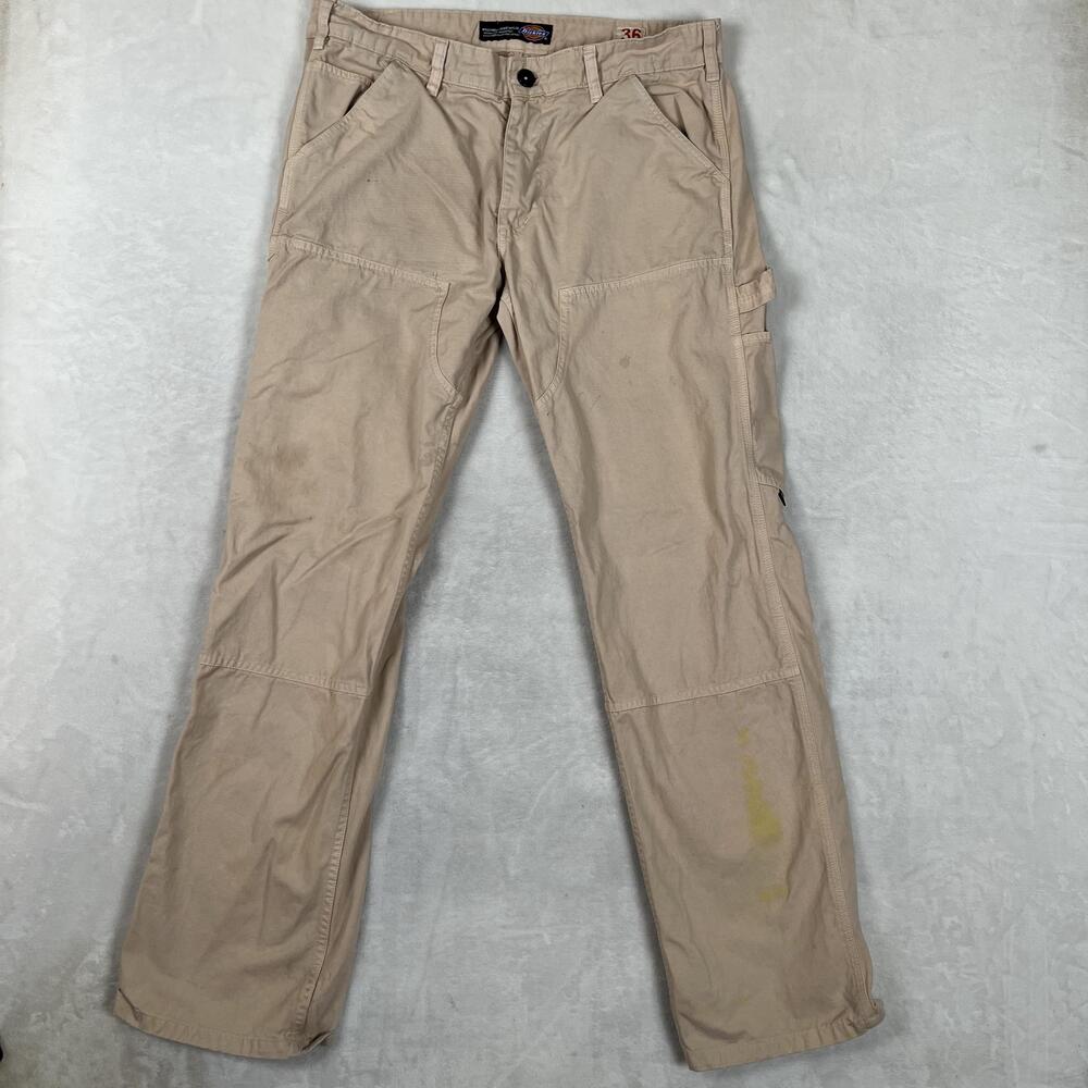 Dickies Double Knee Carpenter Pants Mens 36x34 Beige Relaxed Fit Workwear Thrash